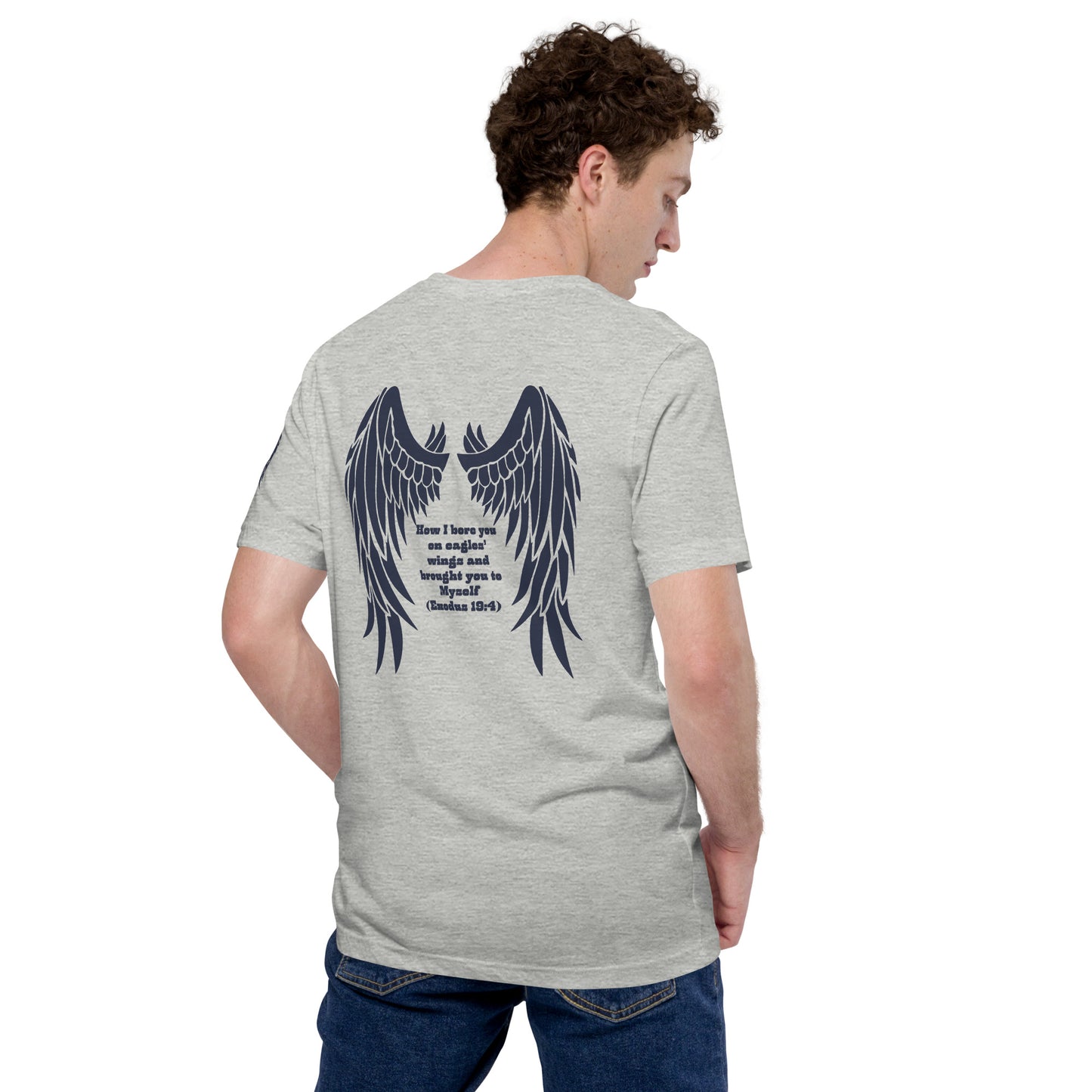 Bible Quote T-Shirt, Unisex, I Bore You In My Wings Scripture Verse, Athletic Heather Colour