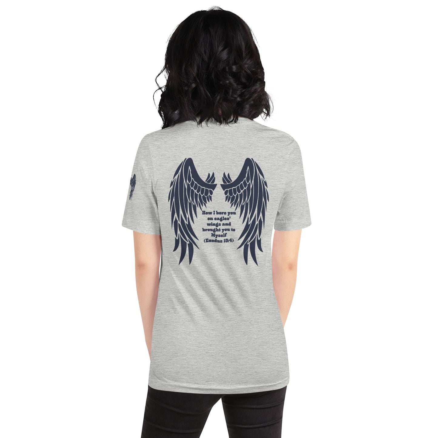 Bible Quote T-Shirt, Unisex, I Bore You In My Wings Scripture Verse, Athletic Heather Colour