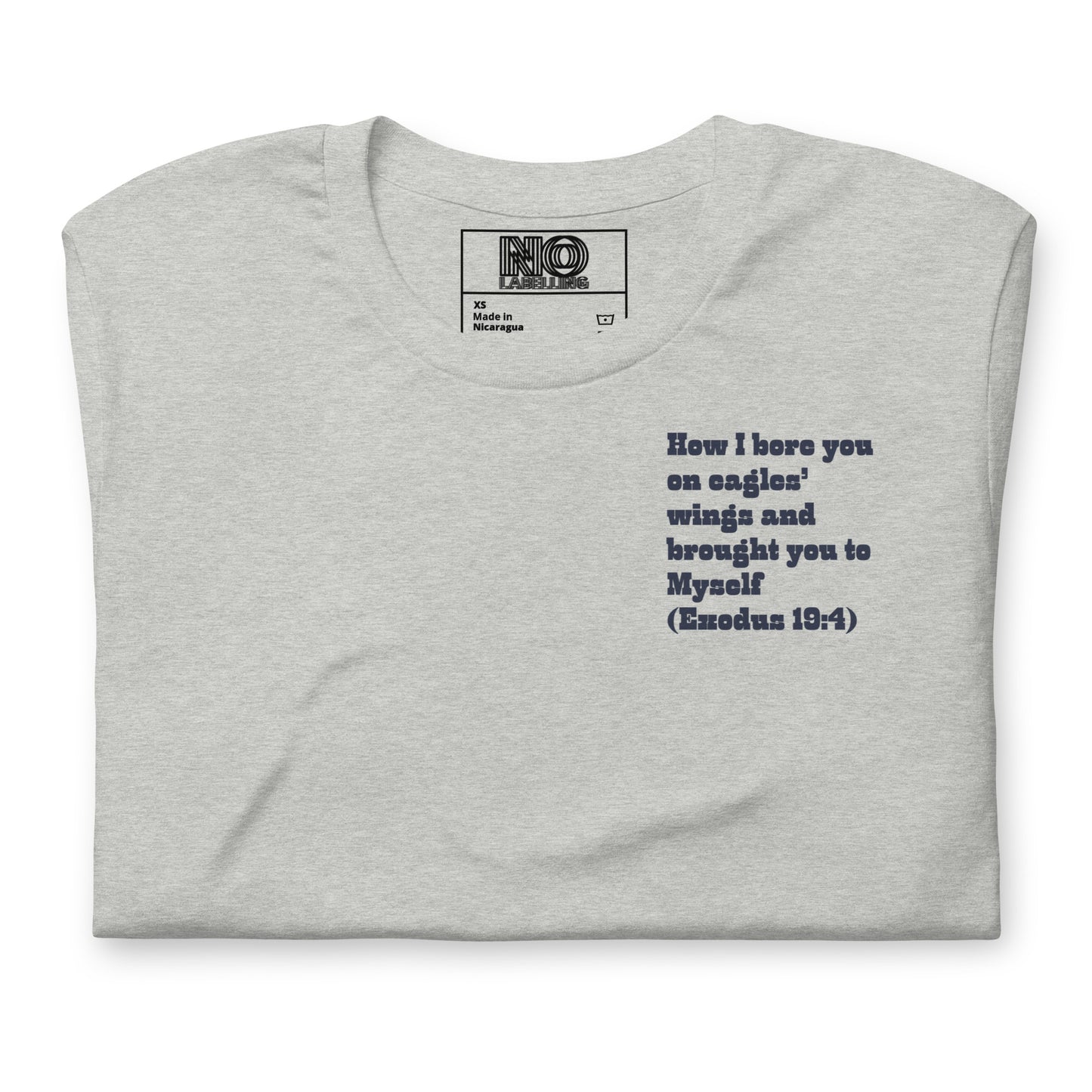 Bible Quote T-Shirt, Unisex, I Bore You In My Wings Scripture Verse, Athletic Heather Colour