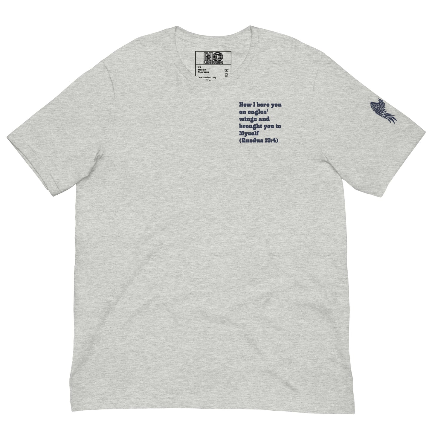 Bible Quote T-Shirt, Unisex, I Bore You In My Wings Scripture Verse, Athletic Heather Colour