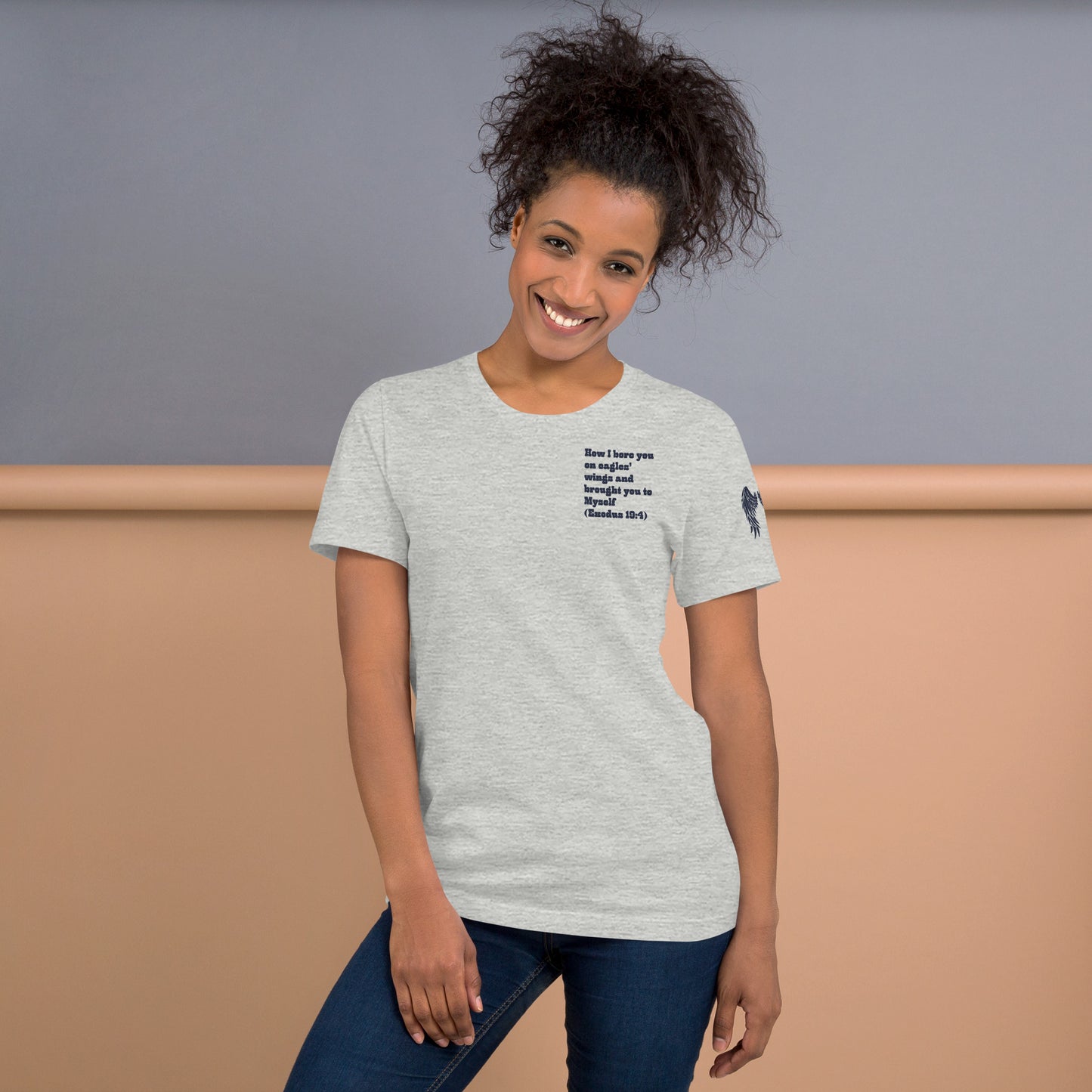 Bible Quote T-Shirt, Unisex, I Bore You In My Wings Scripture Verse, Athletic Heather Colour