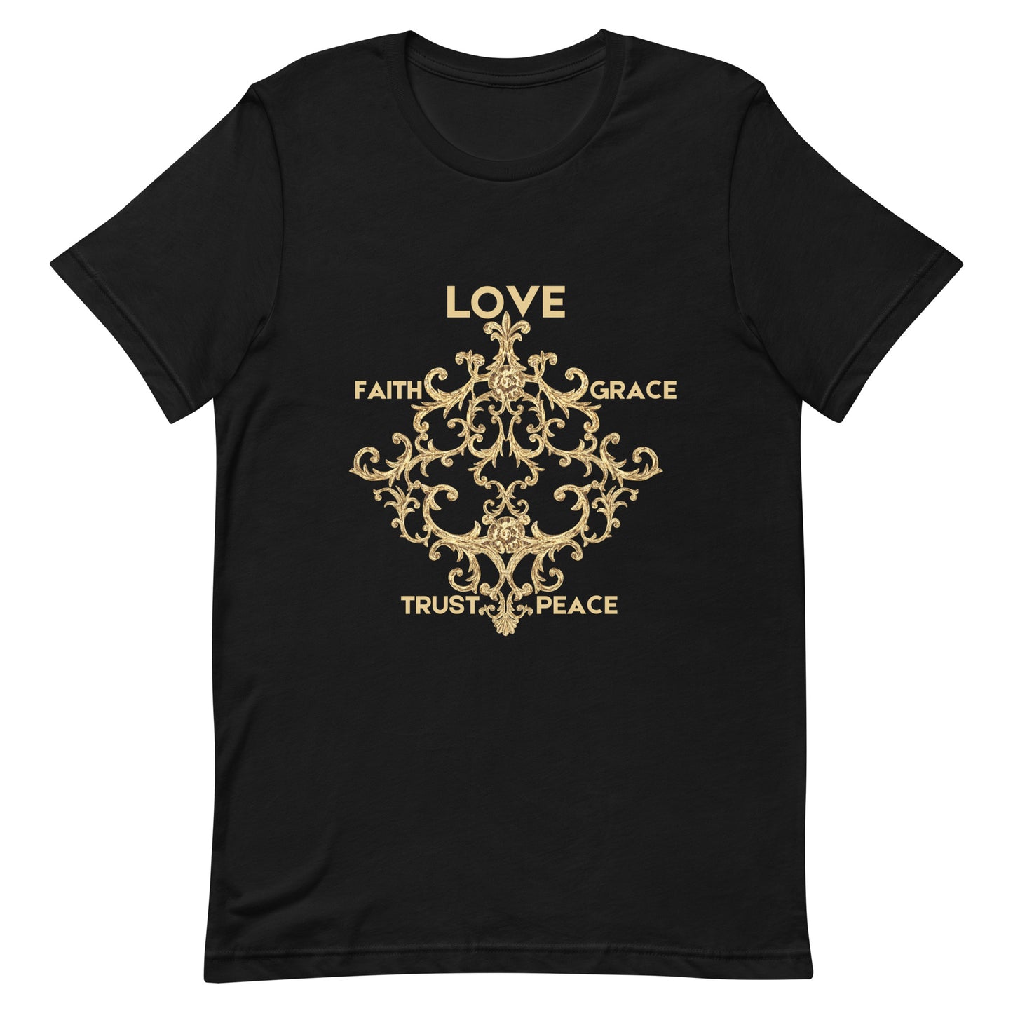 Love and Faith T-Shirt – Christian Tee with Grace, Trust & Peace (Unisex, White or Black)
