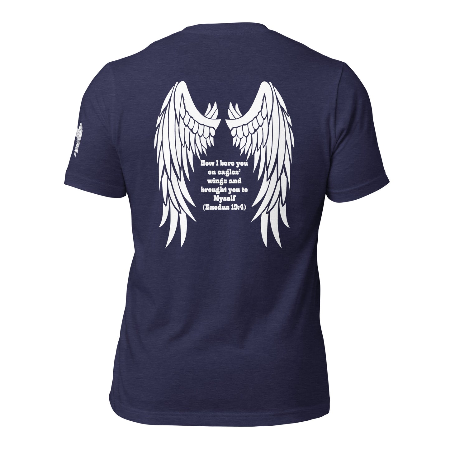 Bible Quote T-Shirt, Unisex, I Bore You In My Wings Scripture Verse, Midnight Navy Colour