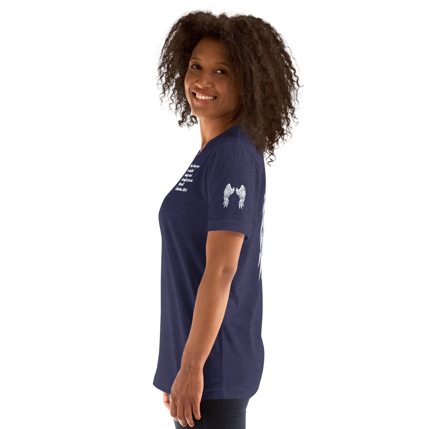 Bible Quote T-Shirt, Unisex, I Bore You In My Wings Scripture Verse, Midnight Navy Colour