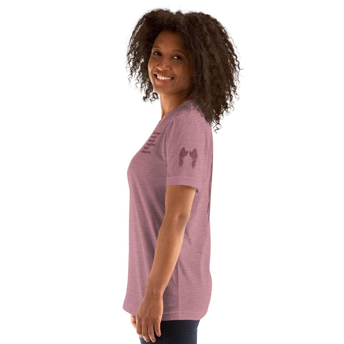 Bible Quote T-Shirt, Unisex Heather Orchid I Bore You In My Wings Scripture Verse