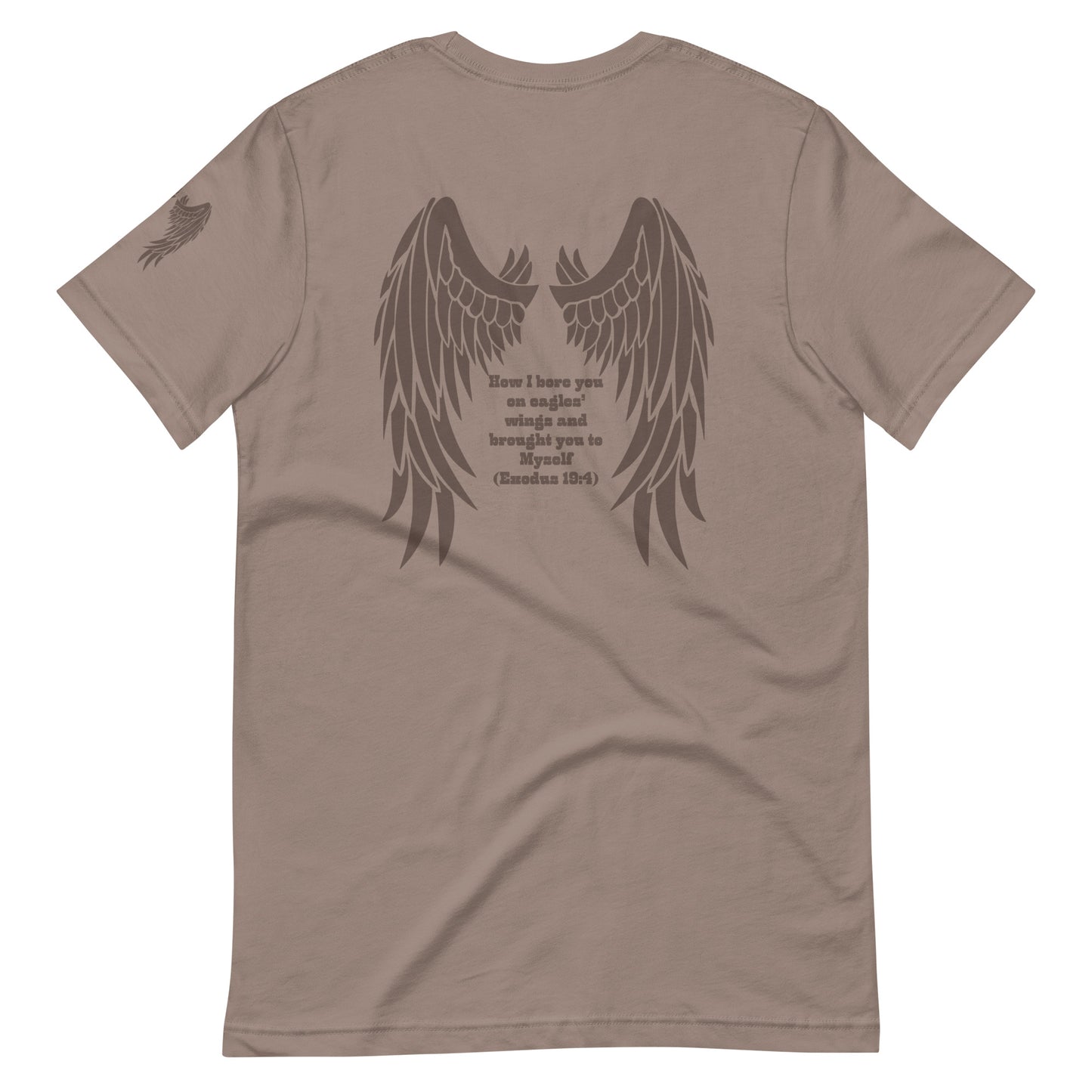 Bible Quote T-Shirt, Unisex, I Bore You In My Wings Scripture Verse, Pebble colour