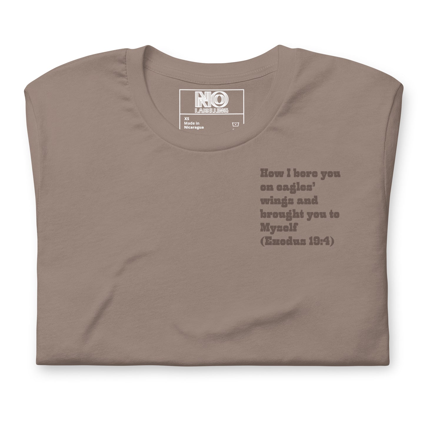 Bible Quote T-Shirt, Unisex, I Bore You In My Wings Scripture Verse, Pebble colour