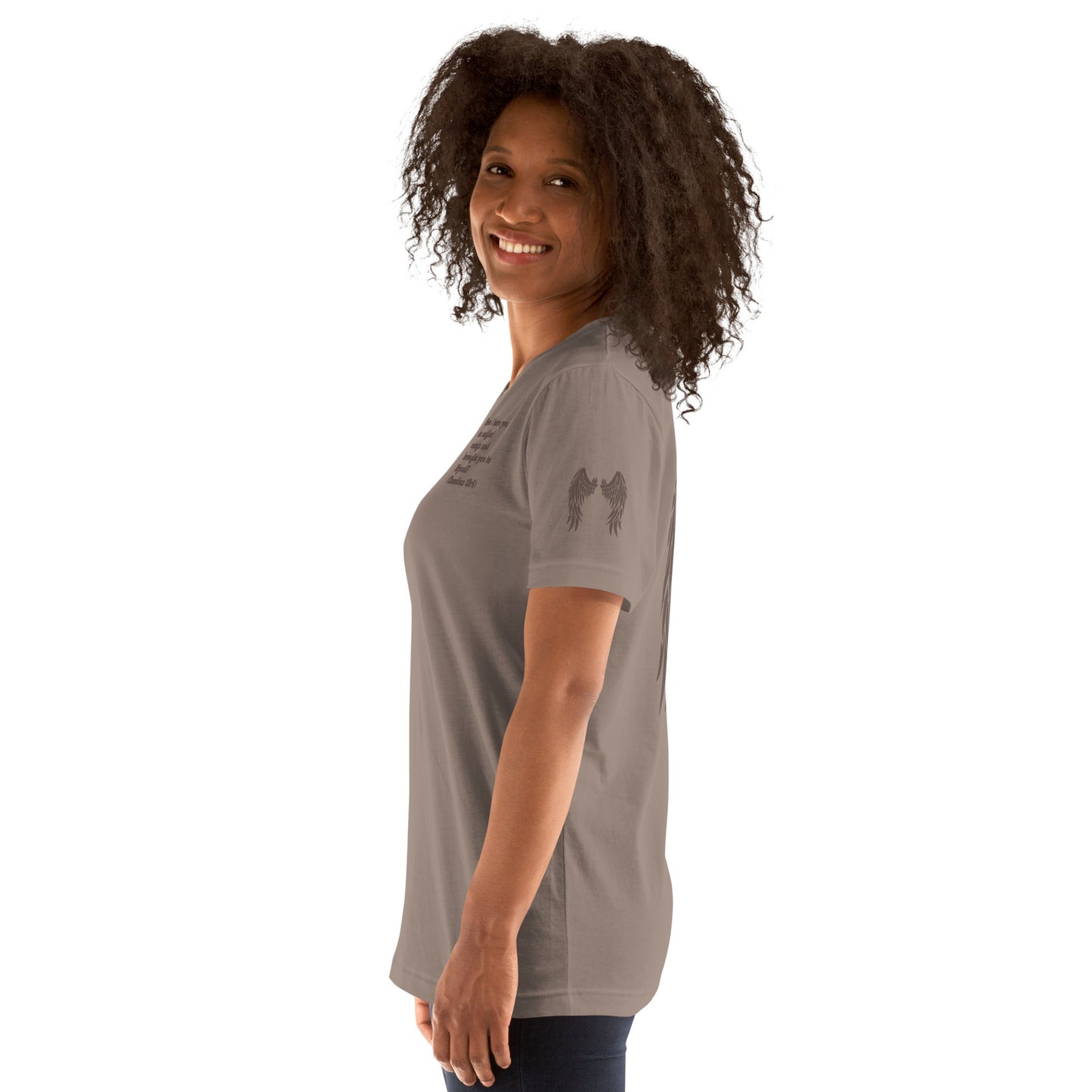 Bible Quote T-Shirt, Unisex, I Bore You In My Wings Scripture Verse, Pebble colour