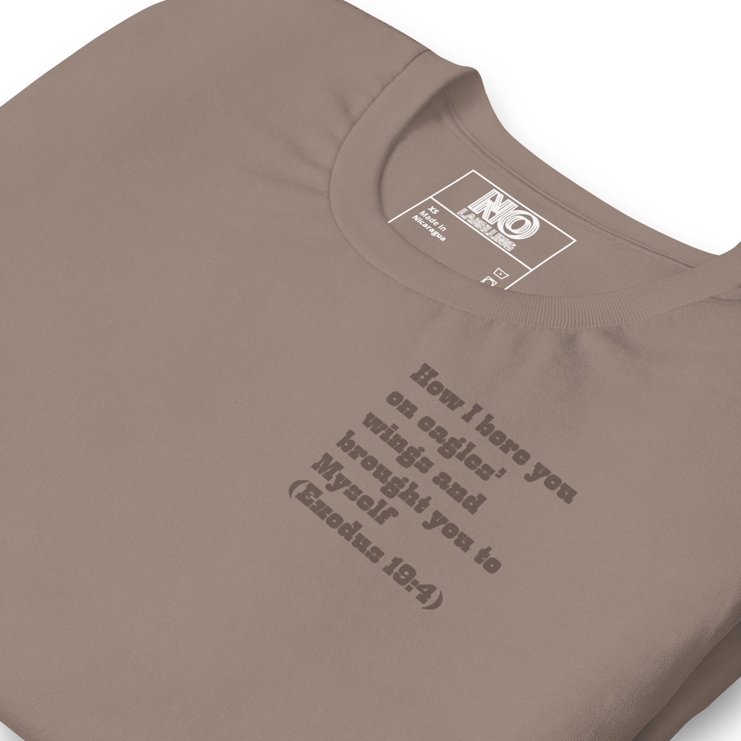 Bible Quote T-Shirt, Unisex, I Bore You In My Wings Scripture Verse, Pebble colour