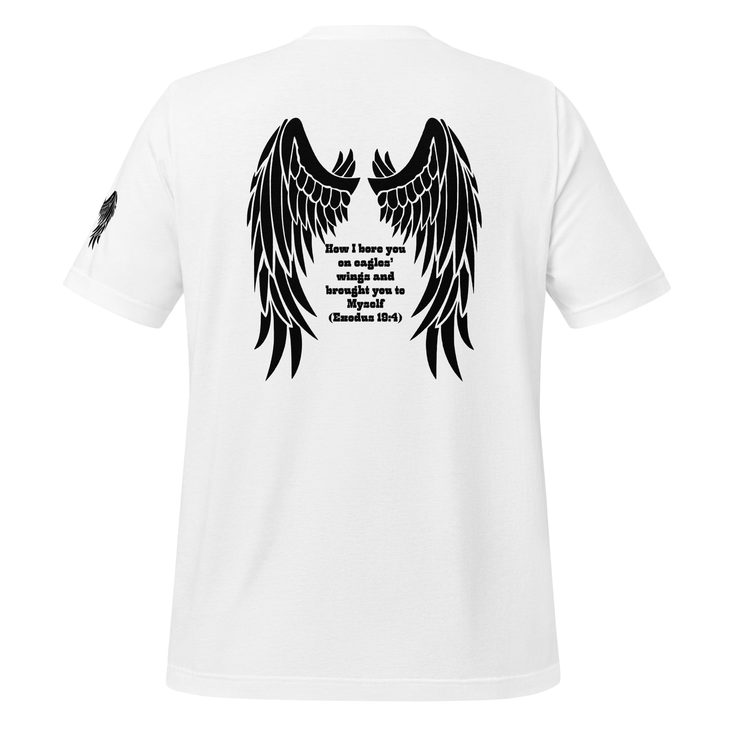 Bible Quote T-Shirt, Unisex, I Bore You In My Wings Scripture Verse, White