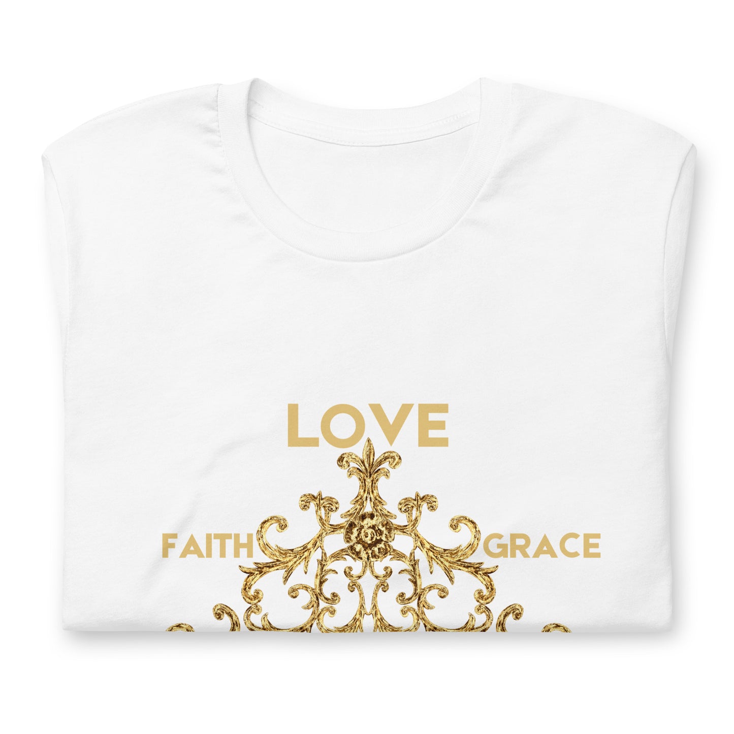 Love and Faith T-Shirt – Christian Tee with Grace, Trust & Peace (Unisex, White or Black)