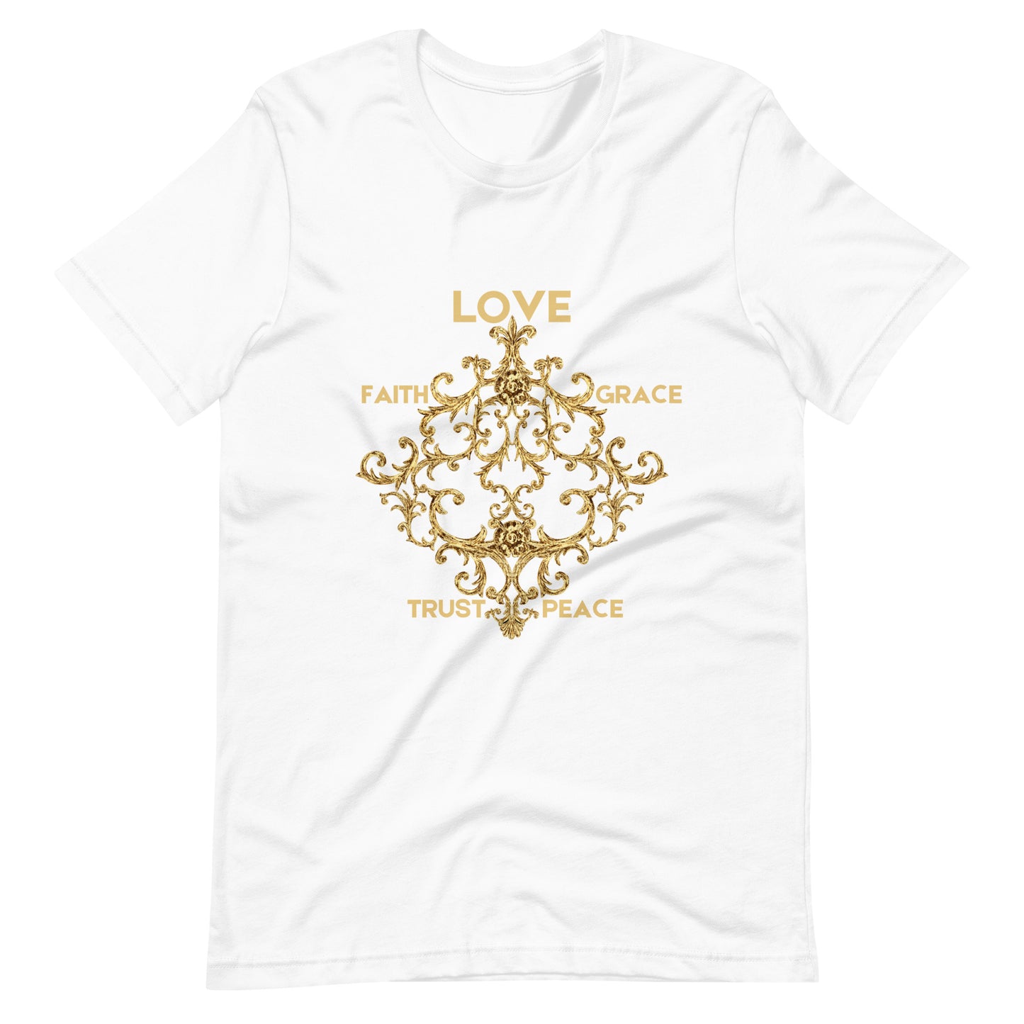 Love and Faith T-Shirt – Christian Tee with Grace, Trust & Peace (Unisex, White or Black)