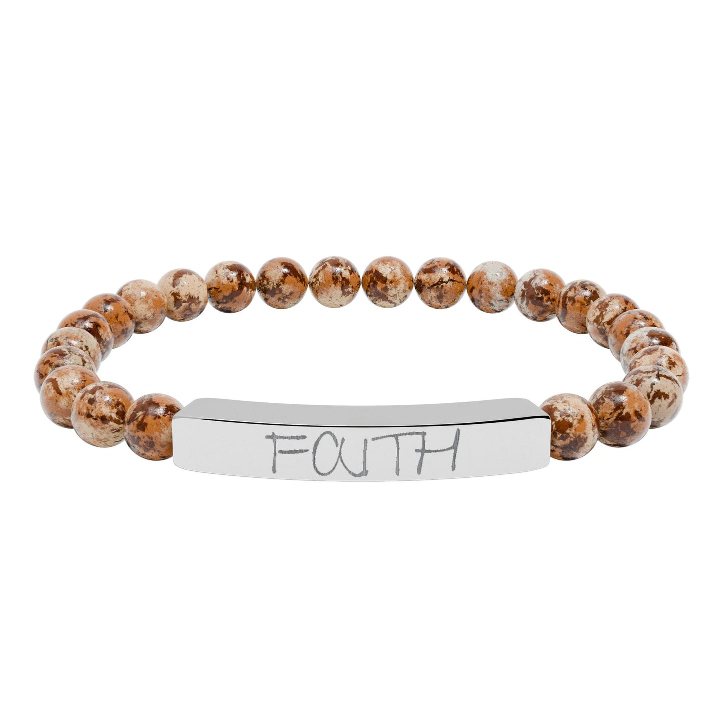 Engraved 'FAITH' Natural Stone Stretch Bar Bracelet