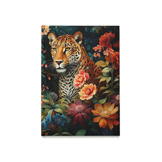 Floral Leopard Hardcover Journal - A5 Size | Vibrant Design for Nature Lovers - Blank or Lined