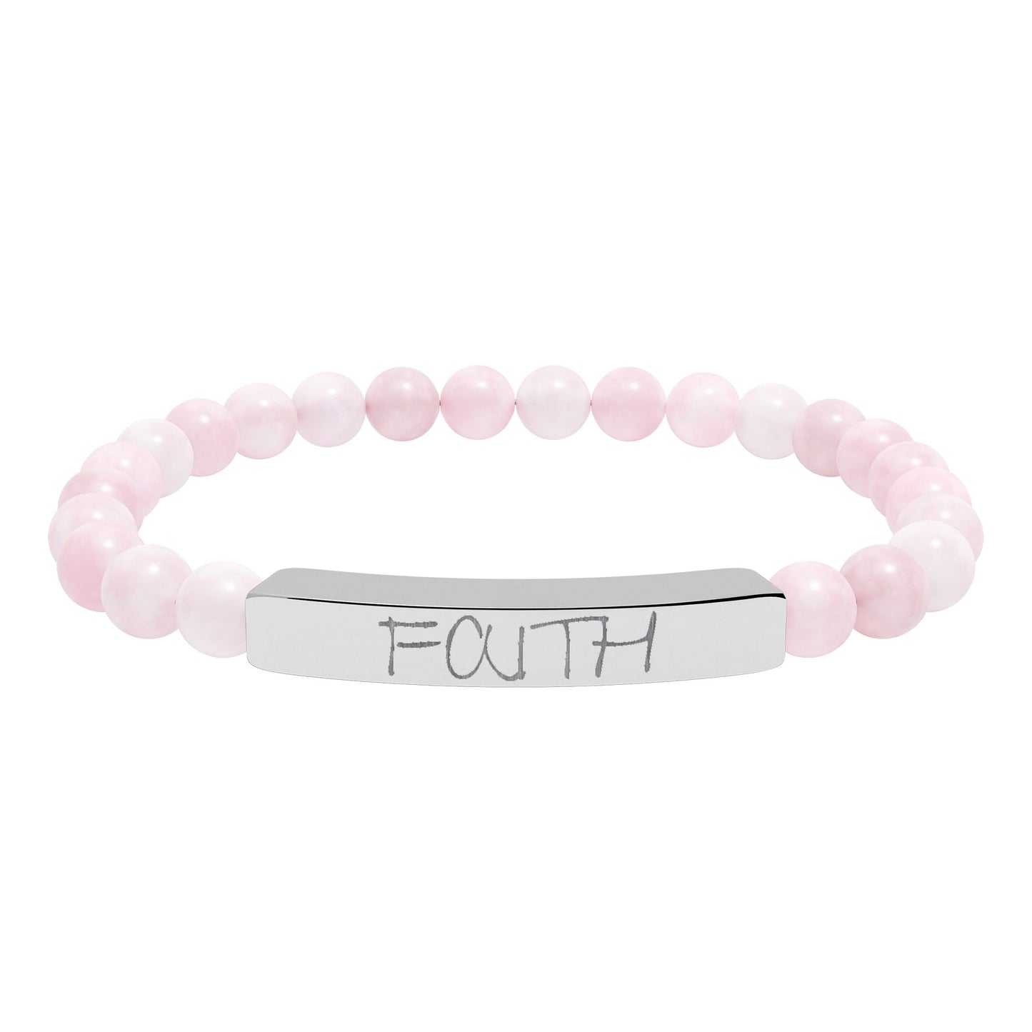 Engraved 'FAITH' Natural Stone Stretch Bar Bracelet