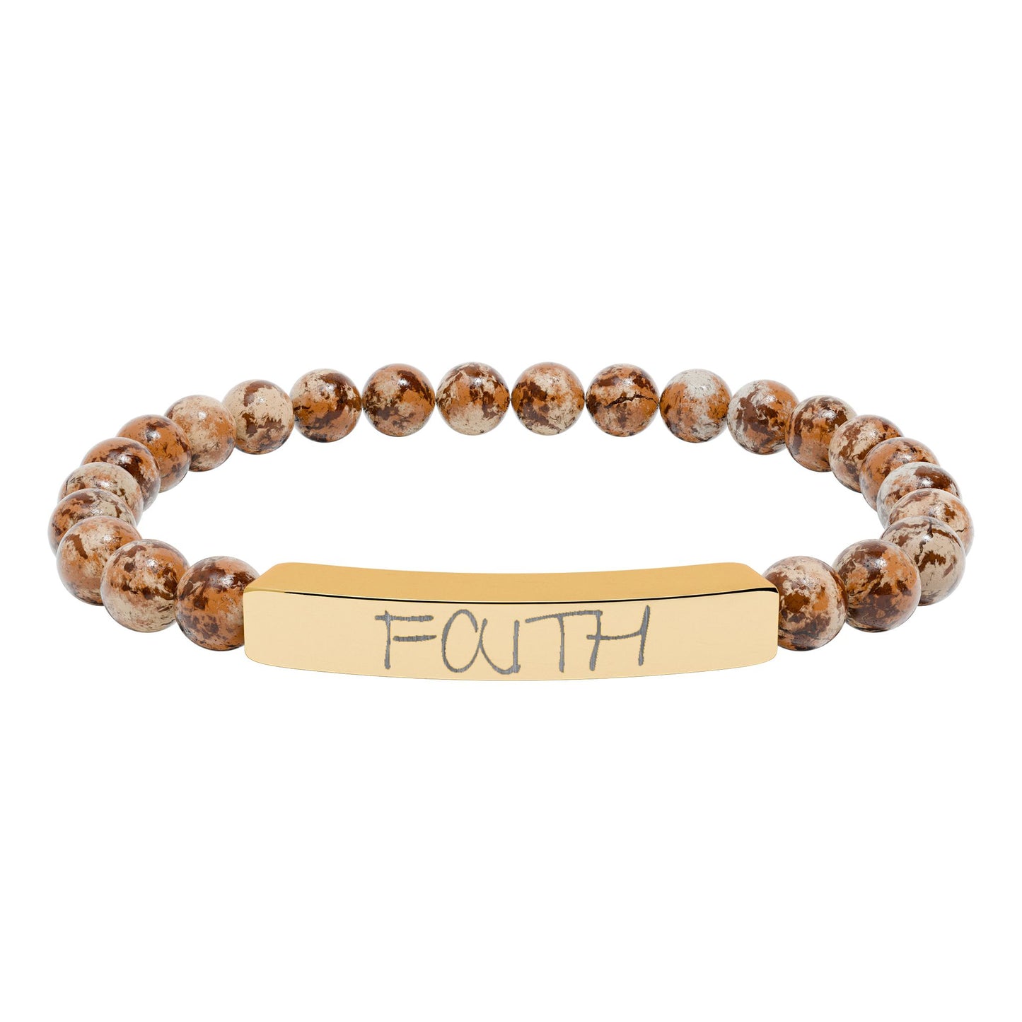 Engraved 'FAITH' Natural Stone Stretch Bar Bracelet