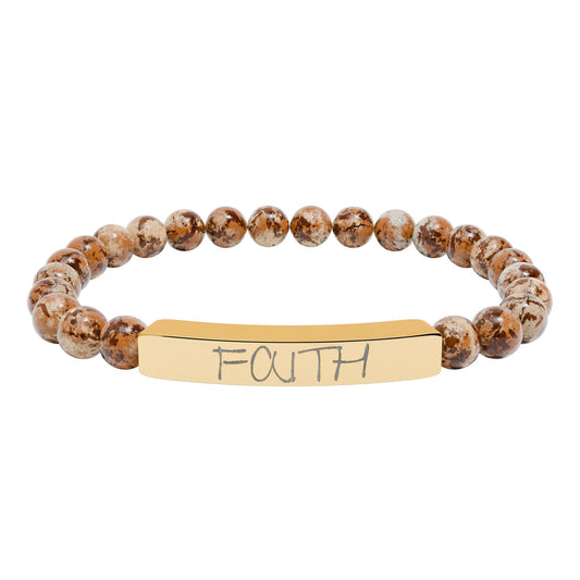 Engraved 'FAITH' Natural Stone Stretch Bar Bracelet