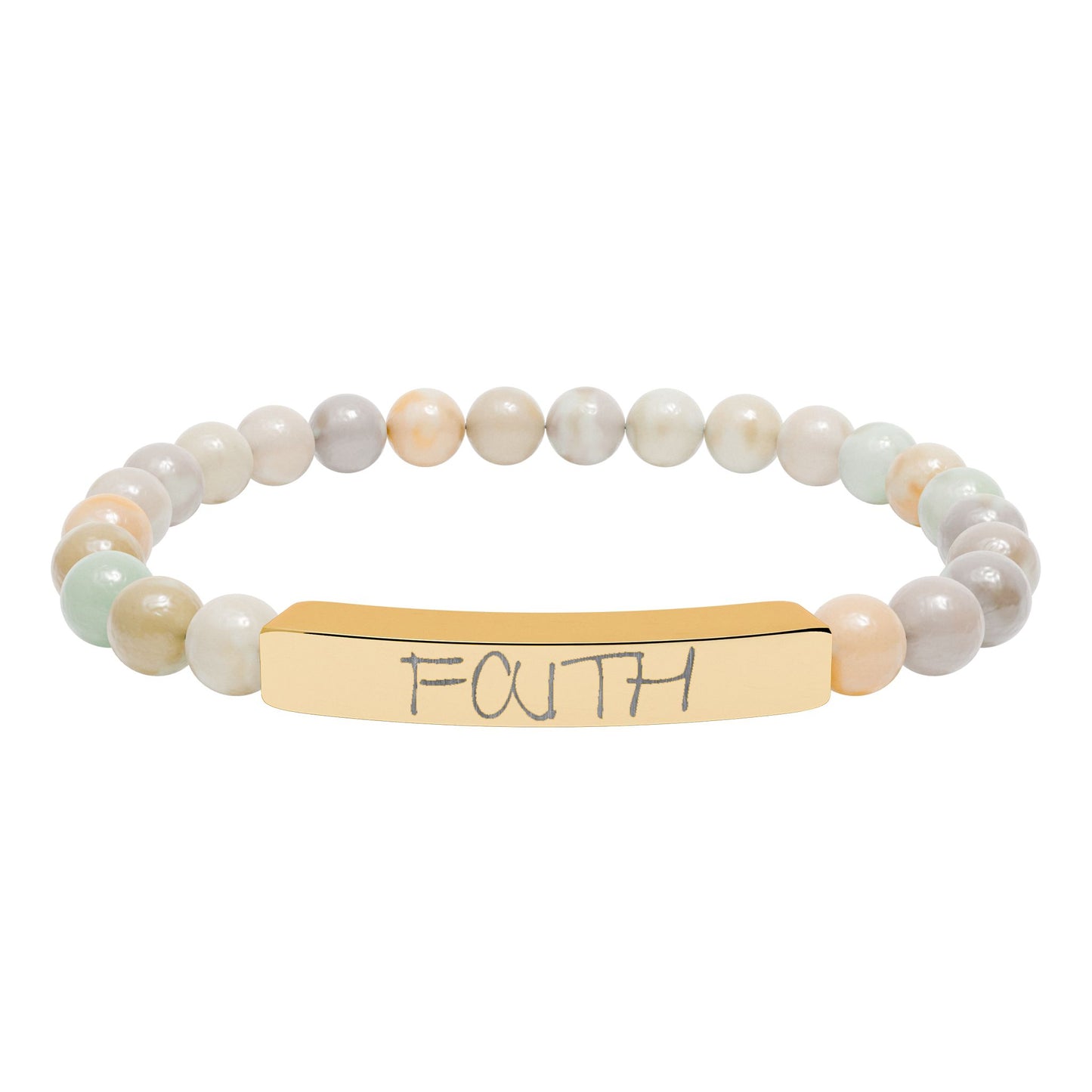 Engraved 'FAITH' Natural Stone Stretch Bar Bracelet