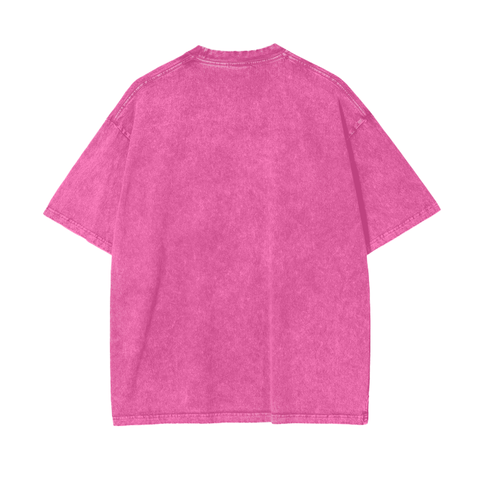 No Labelling Oversized Acid Wash T-Shirt - Floral Bird Design - Happy Faith Fashion Statement