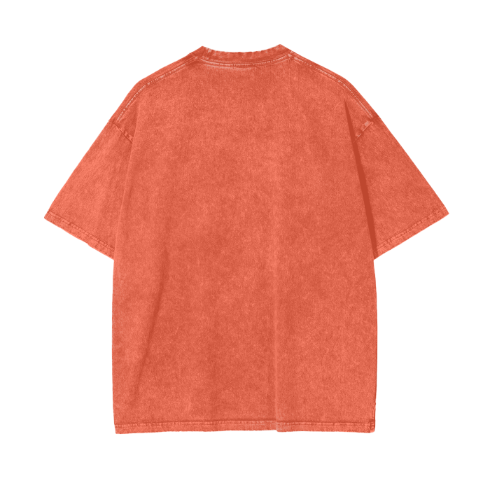 No Labelling Oversized Acid Wash T-Shirt - Floral Bird Design - Happy Faith Fashion Statement