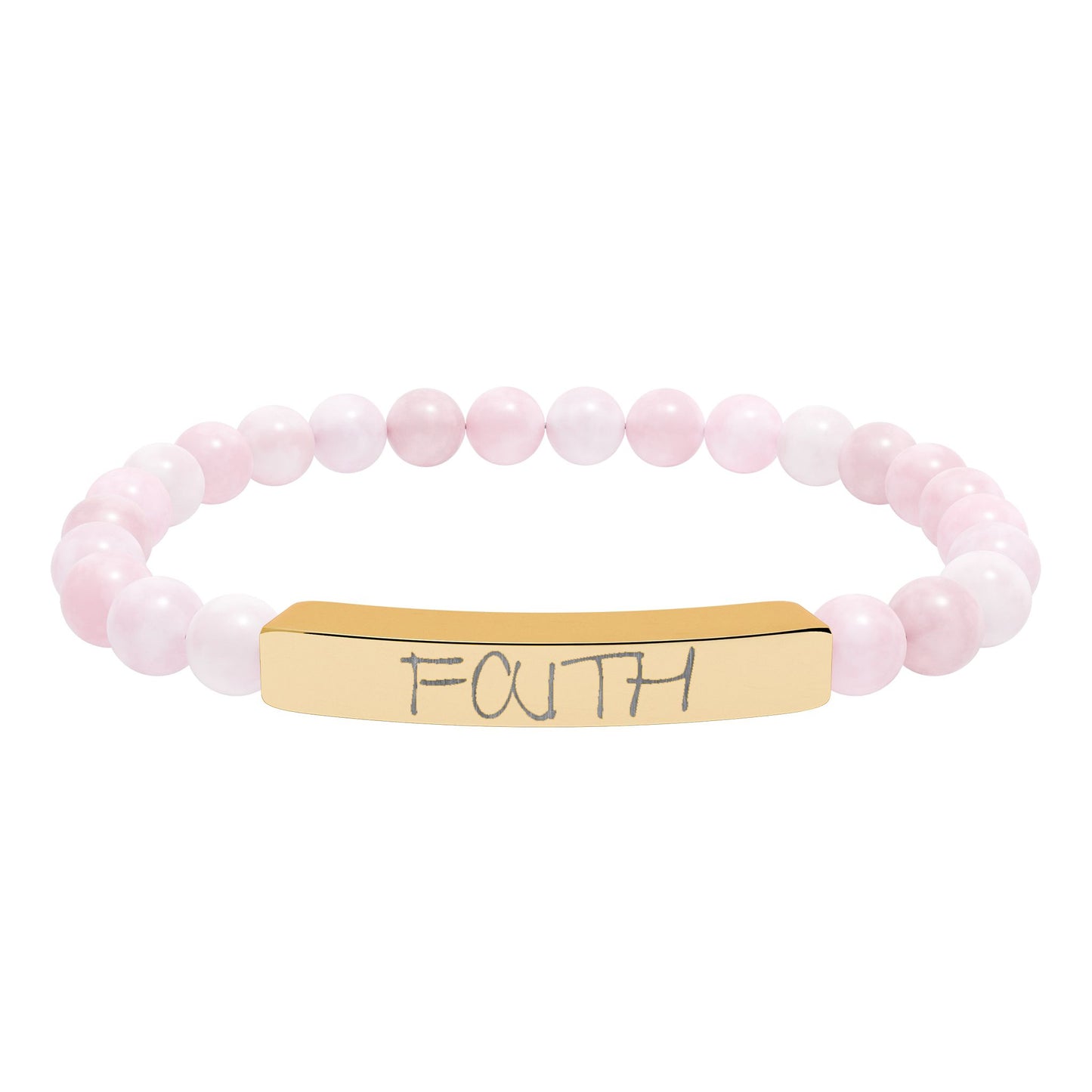 Engraved 'FAITH' Natural Stone Stretch Bar Bracelet