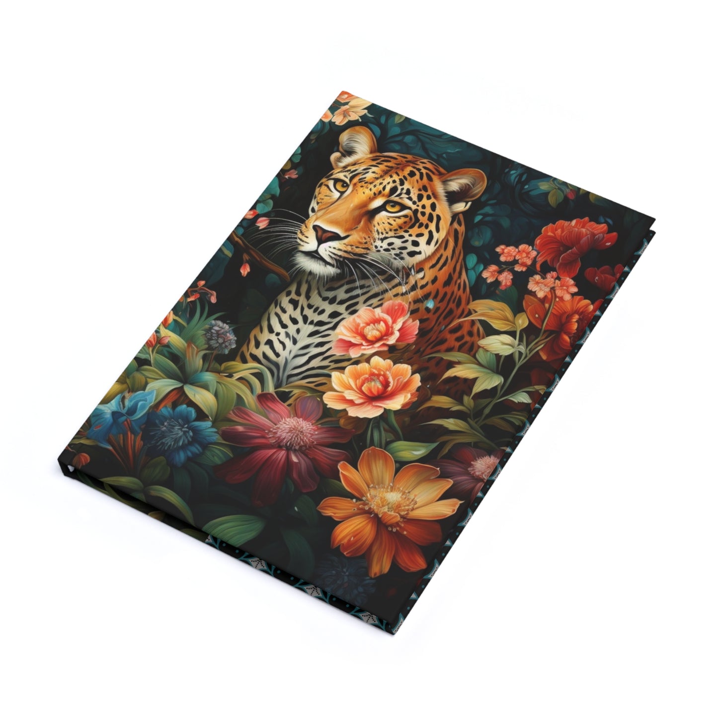 Floral Leopard Hardcover Journal - A5 Size | Vibrant Design for Nature Lovers - Blank or Lined