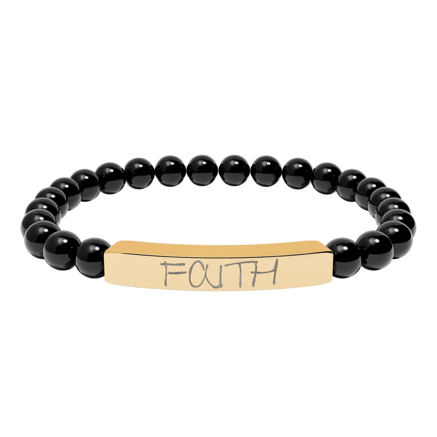Engraved 'FAITH' Natural Stone Stretch Bar Bracelet