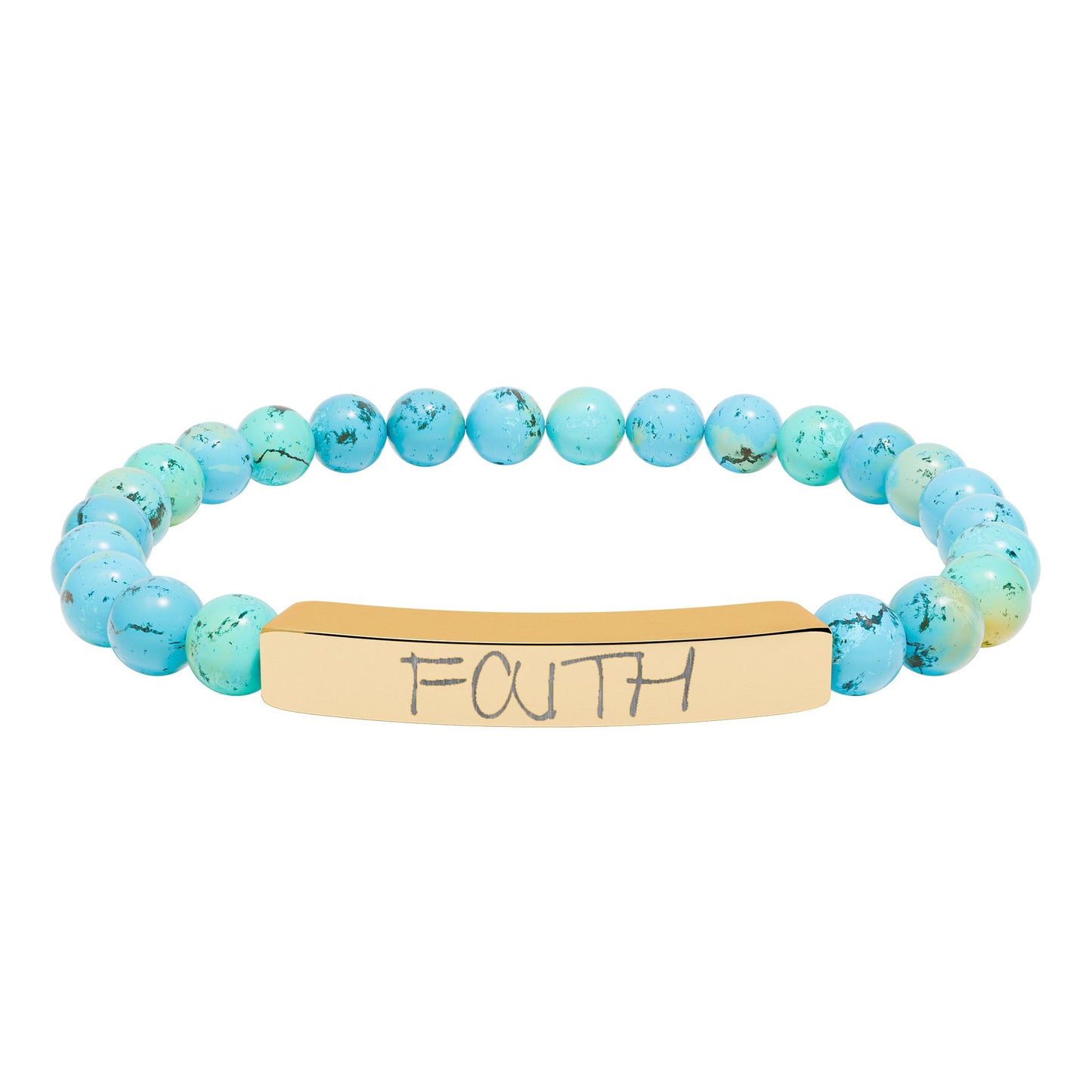 Engraved 'FAITH' Natural Stone Stretch Bar Bracelet