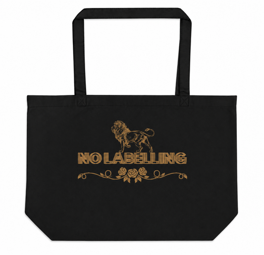 No Labelling Embroidered Large Organic Cotton Tote Bag