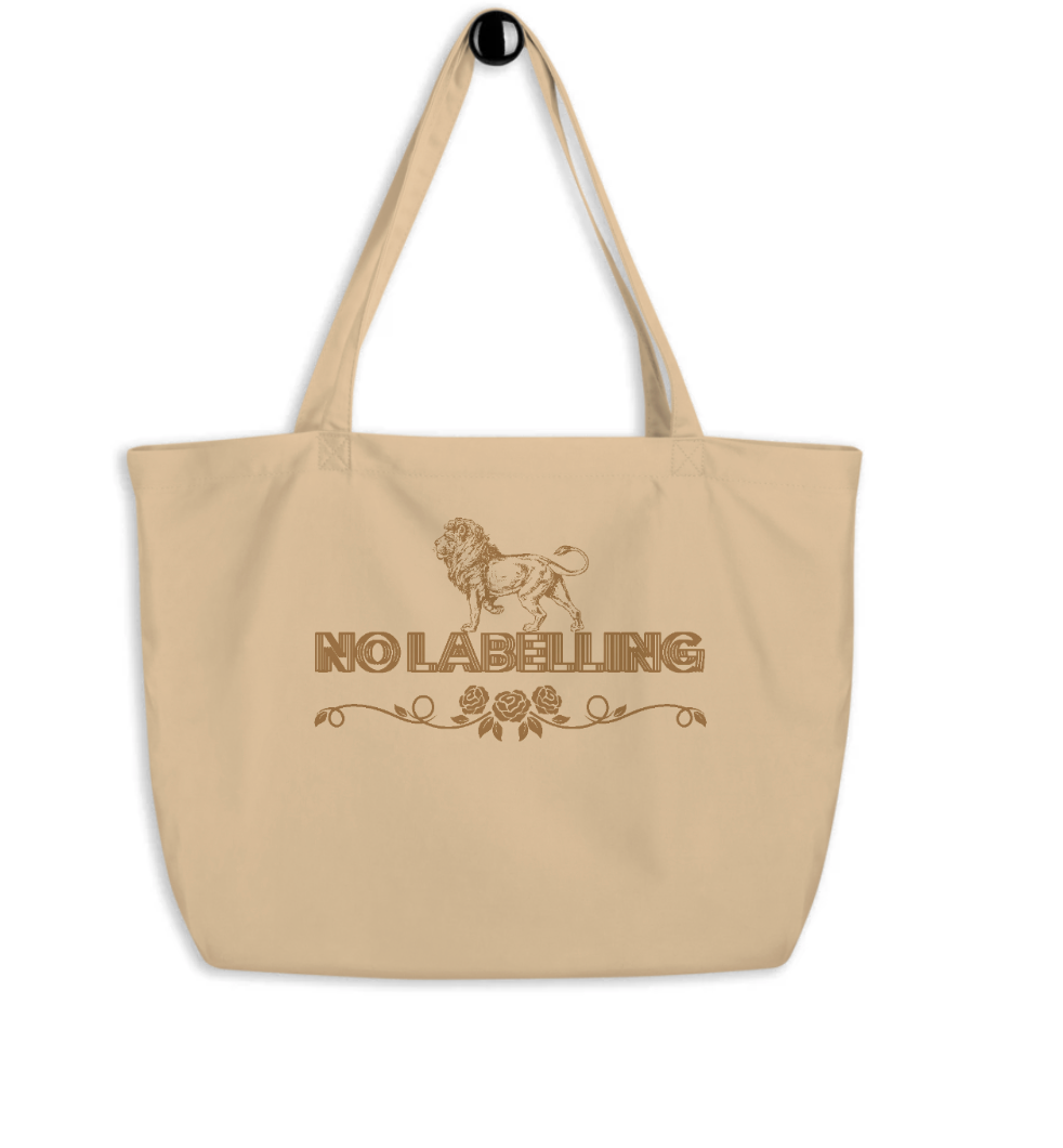 No Labelling Embroidered Large Organic Cotton Tote Bag