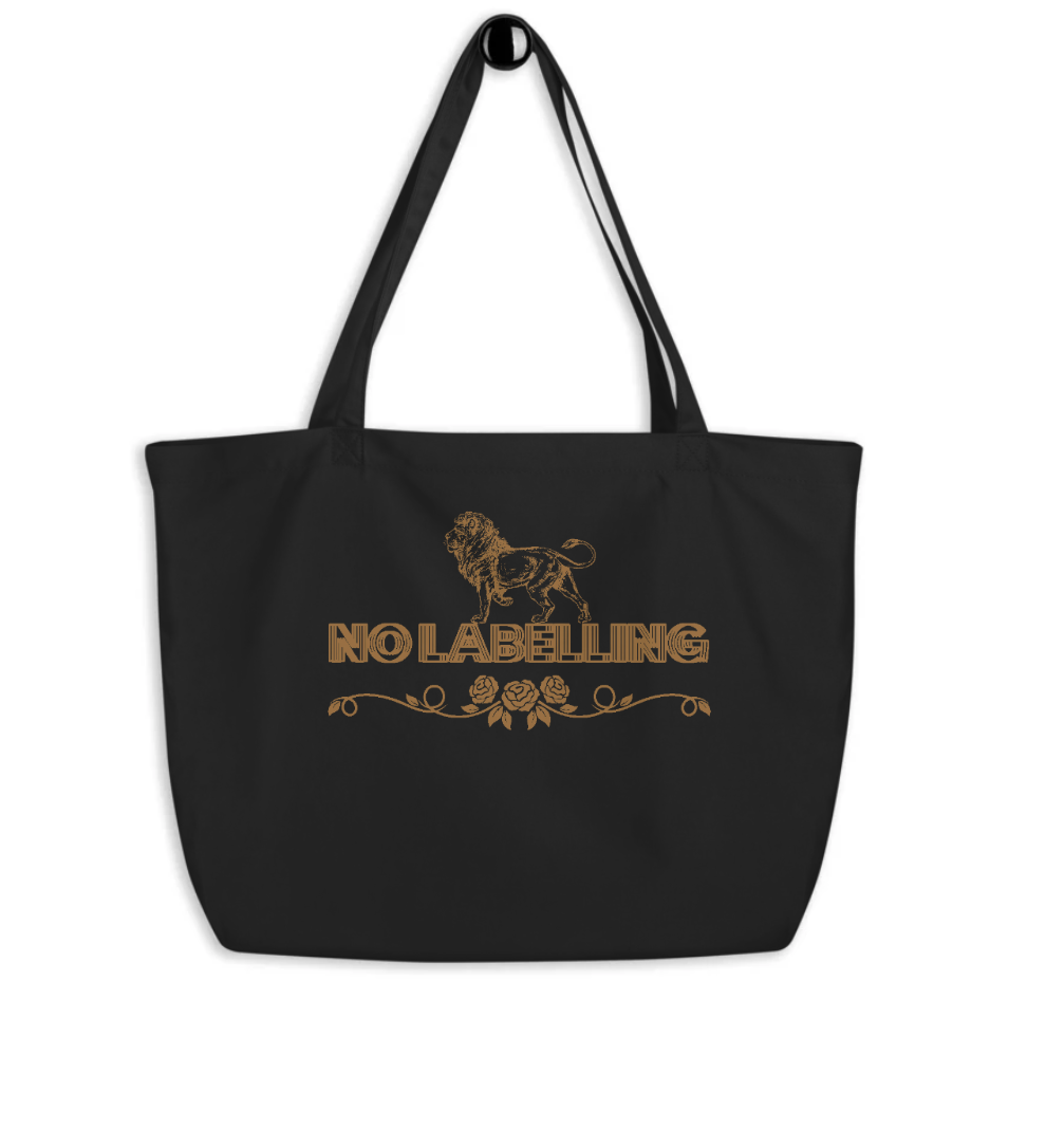 No Labelling Embroidered Large Organic Cotton Tote Bag