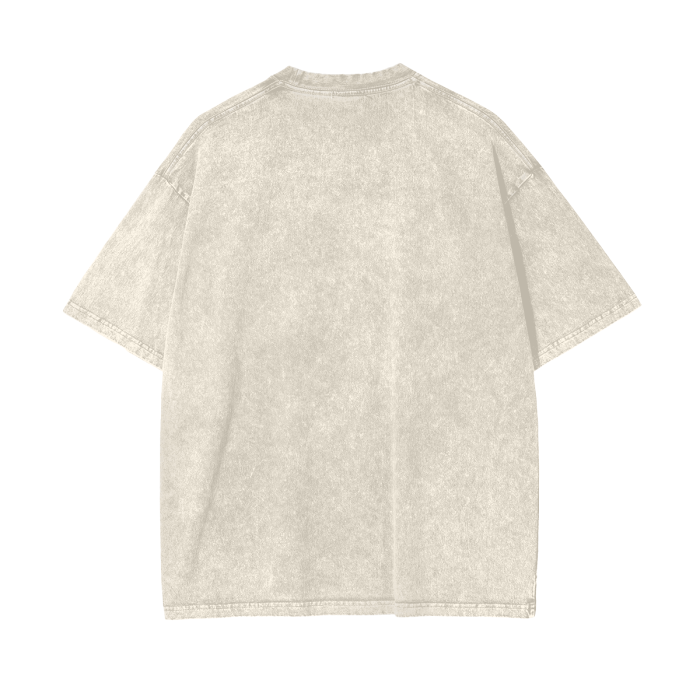 No Labelling Oversized Acid Wash T-Shirt - Floral Bird Design - Happy Faith Fashion Statement