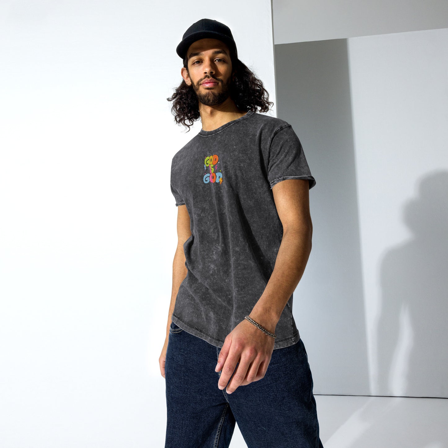 God Is Good T-Shirt – Bible Verse Embroidered Denim | Faith-Based Christian Apparel (Unisex)
