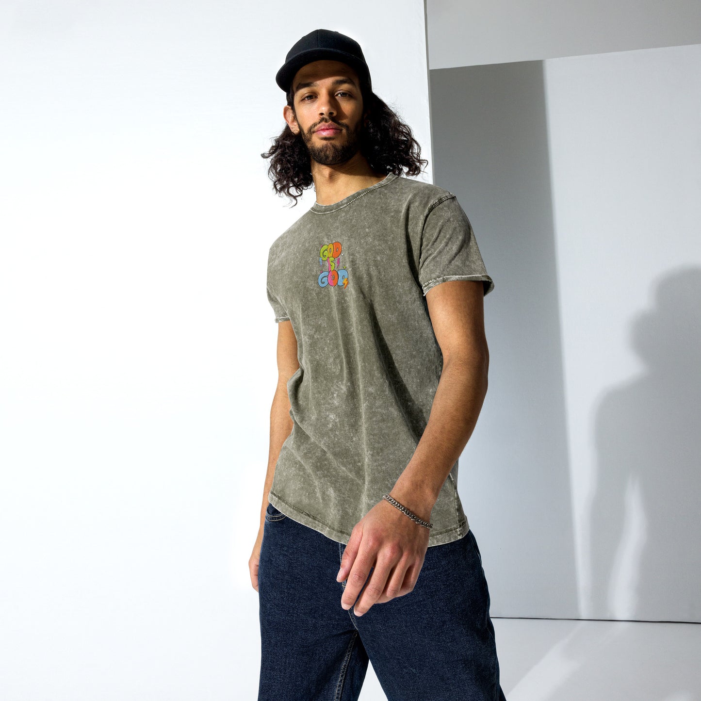 God Is Good T-Shirt – Bible Verse Embroidered Denim | Faith-Based Christian Apparel (Unisex)