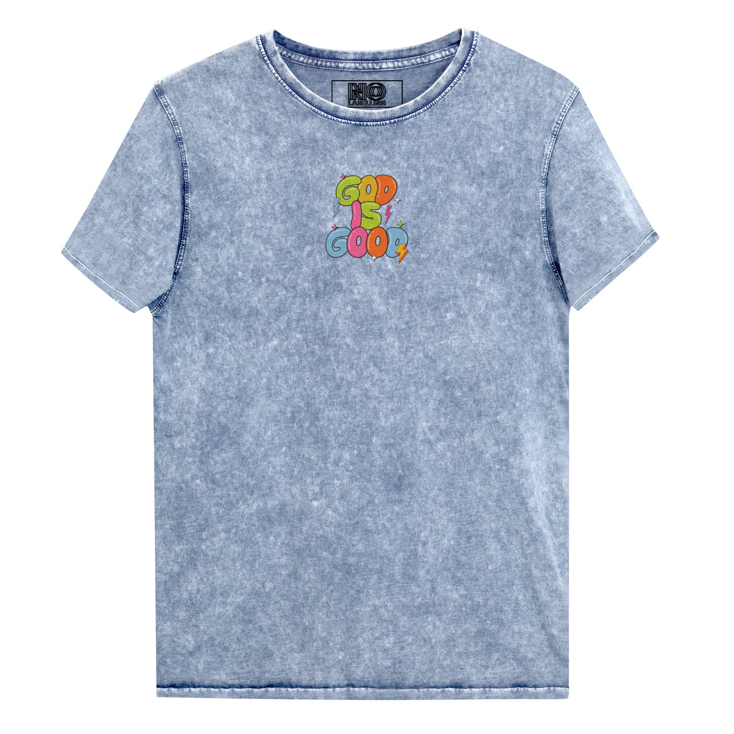 God Is Good T-Shirt – Bible Verse Embroidered Denim | Faith-Based Christian Apparel (Unisex)