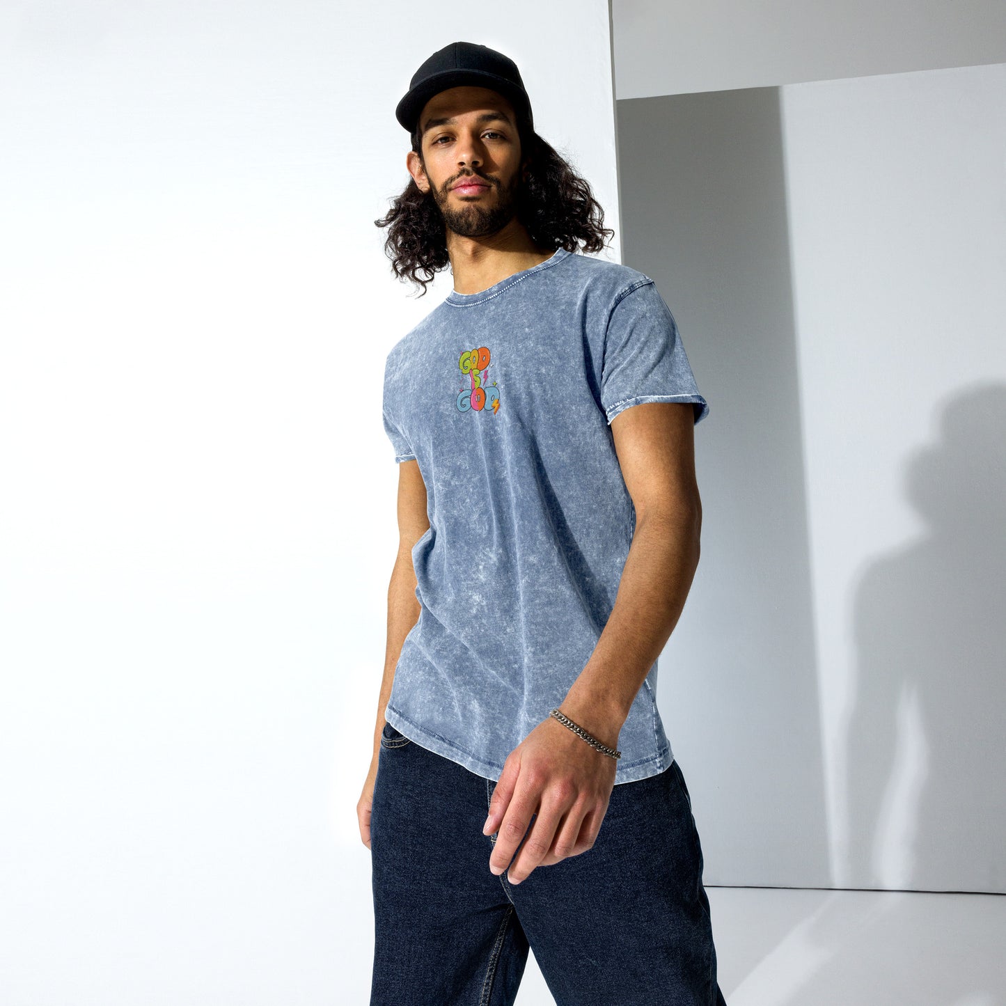 God Is Good T-Shirt – Bible Verse Embroidered Denim | Faith-Based Christian Apparel (Unisex)