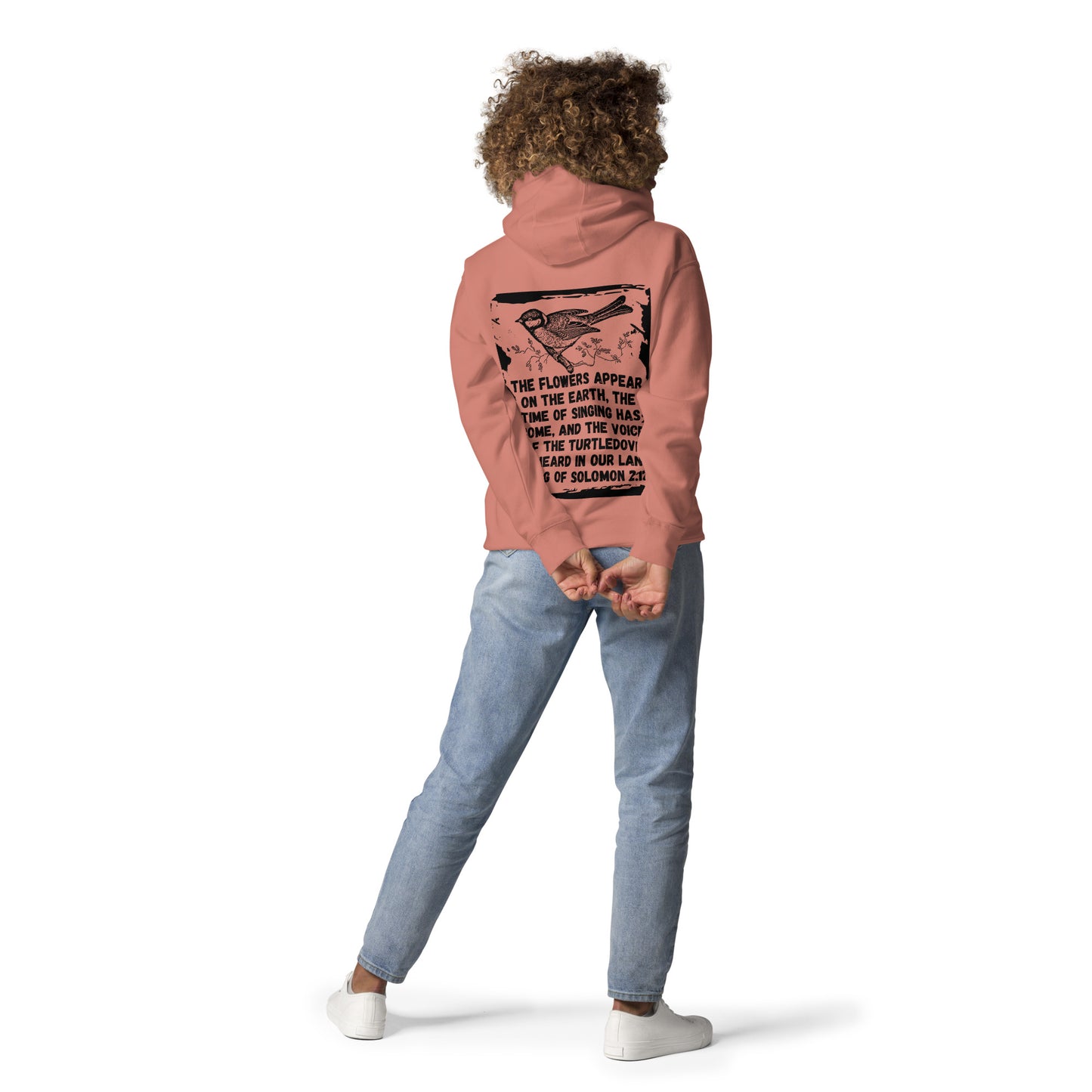 Christian Hoodie with Bible Verse – Song of Solomon 2:12 – Faith-Based Unisex Hoodie in White, Grey, Sky Blue, Dusty Rose