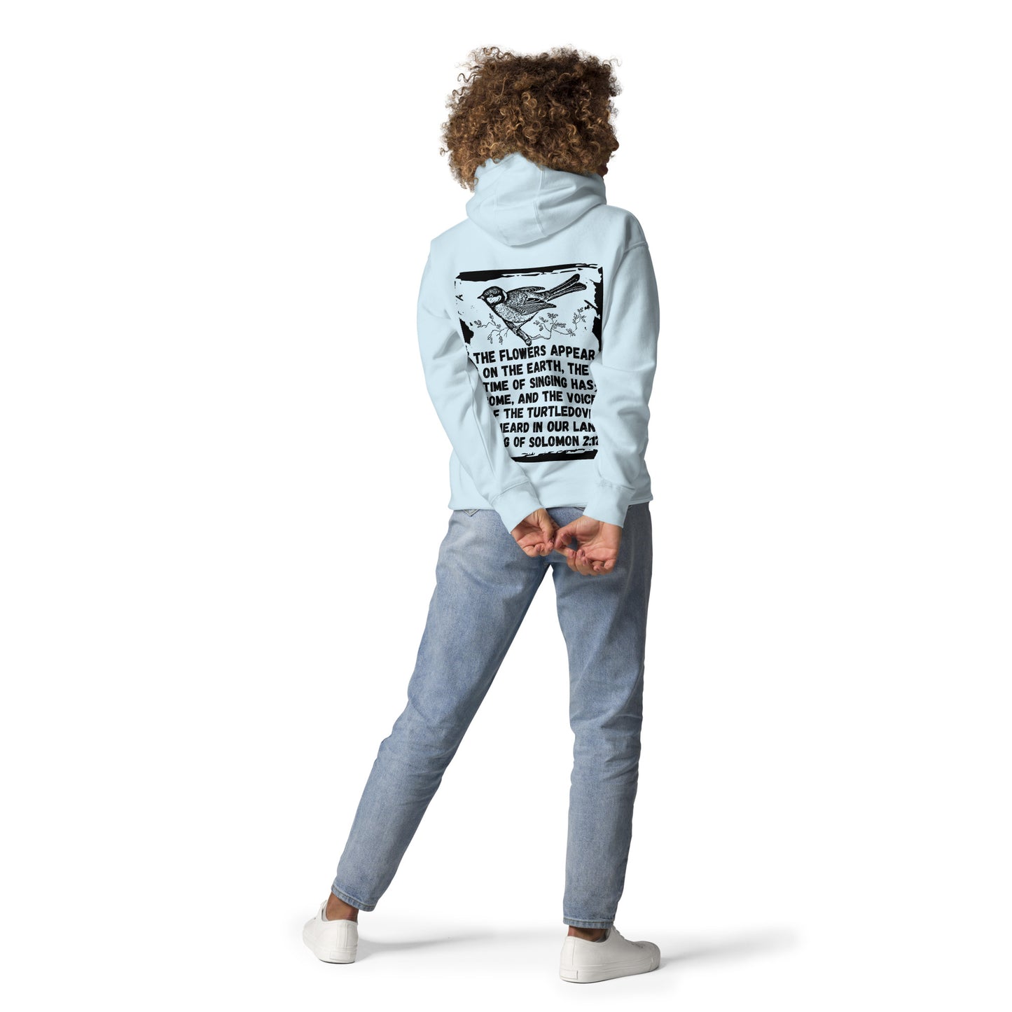 Christian Hoodie with Bible Verse – Song of Solomon 2:12 – Faith-Based Unisex Hoodie in White, Grey, Sky Blue, Dusty Rose
