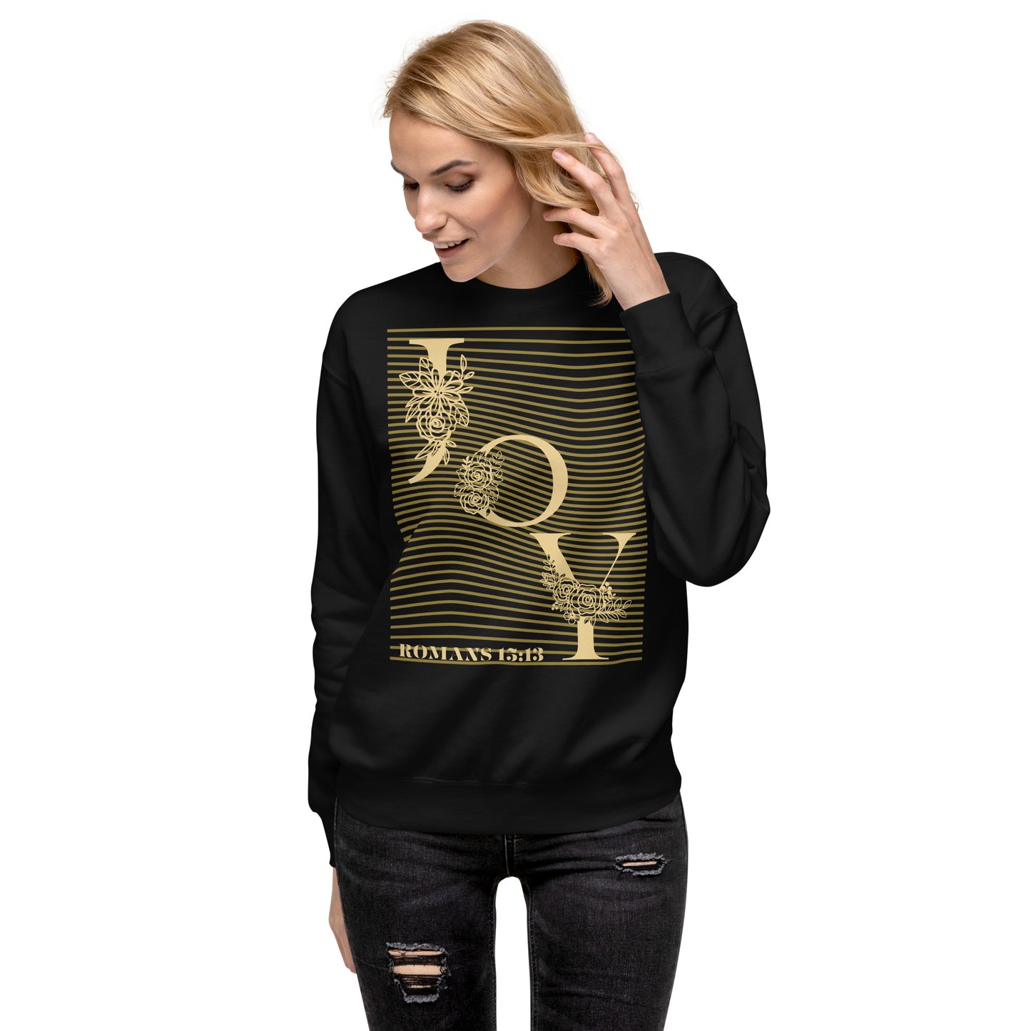 Joy Christian Sweatshirt Romans 15:13 - Hope & Peace Design - Premium Unisex Faith Sweatshirt
