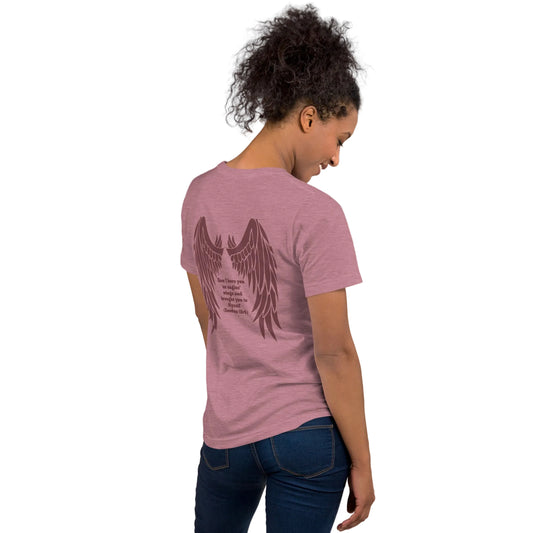 Bible Quote T-Shirt For Women - Heather Orchid - I Bore You In My Wings Scripture Verse