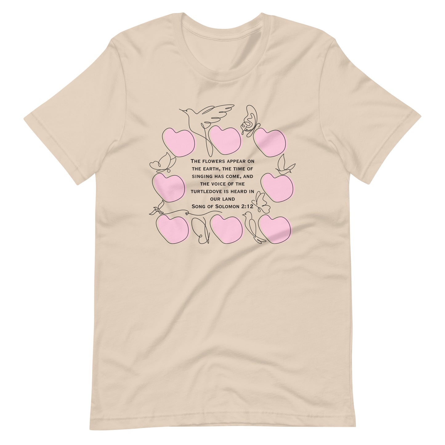 Song of Solomon 2:12 T-Shirt – Christian Minimalist Bible Verse Tee with Hearts