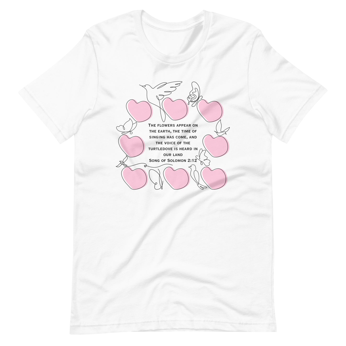 Song of Solomon 2:12 T-Shirt – Christian Minimalist Bible Verse Tee with Hearts
