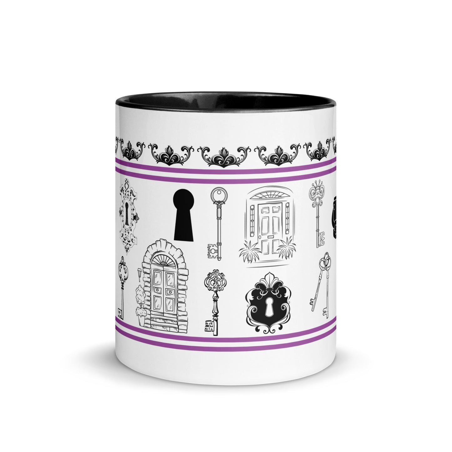 Scripture Mug Inspired By Revelation 3:20 I Stand At The Door And Knock, Black Color Inside