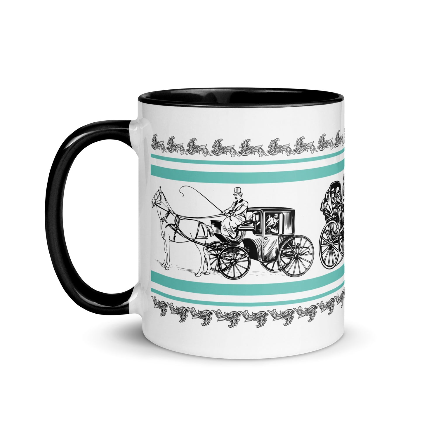 Scripture Mug with Carriages, Black Color Inside