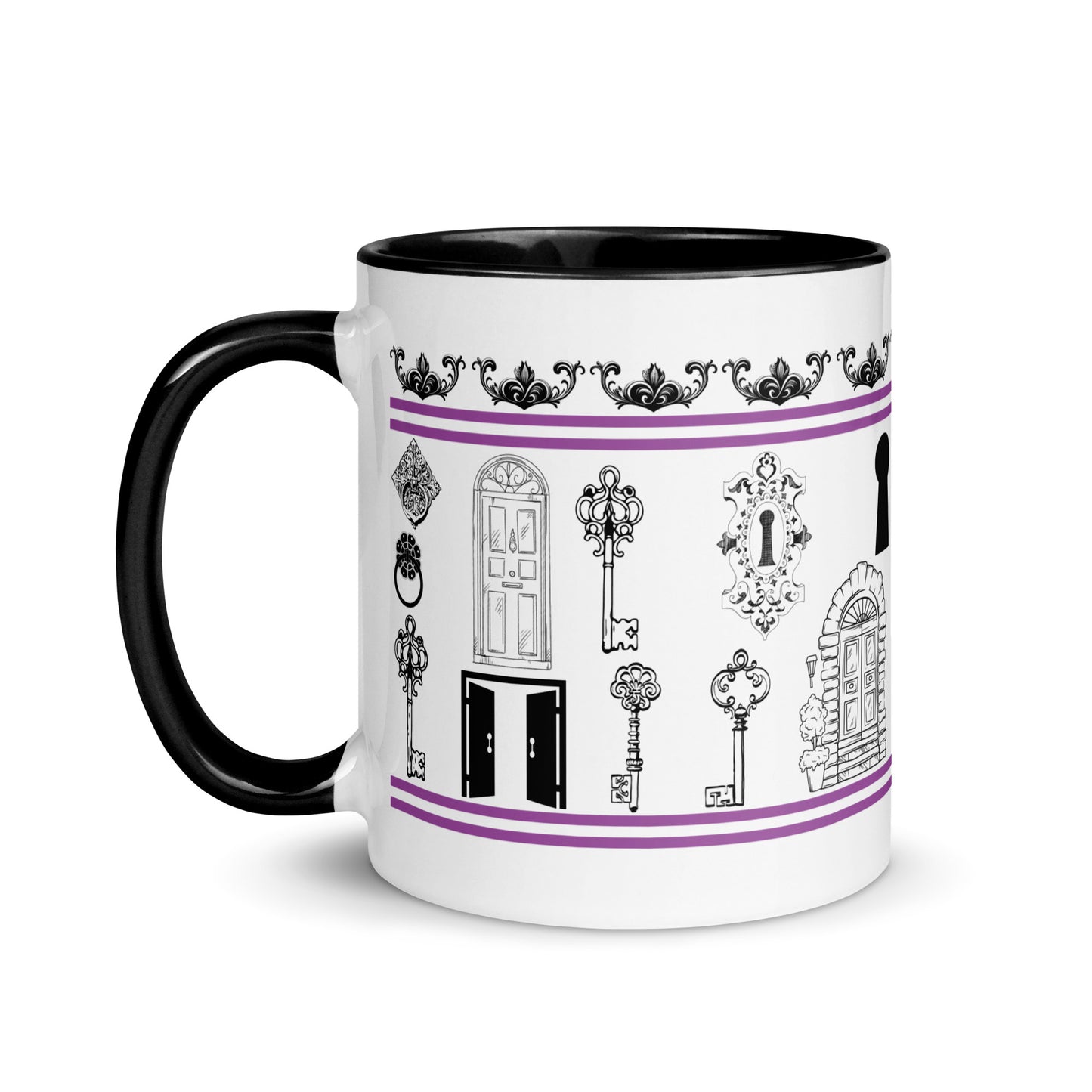Scripture Mug Inspired By Revelation 3:20 I Stand At The Door And Knock, Black Color Inside