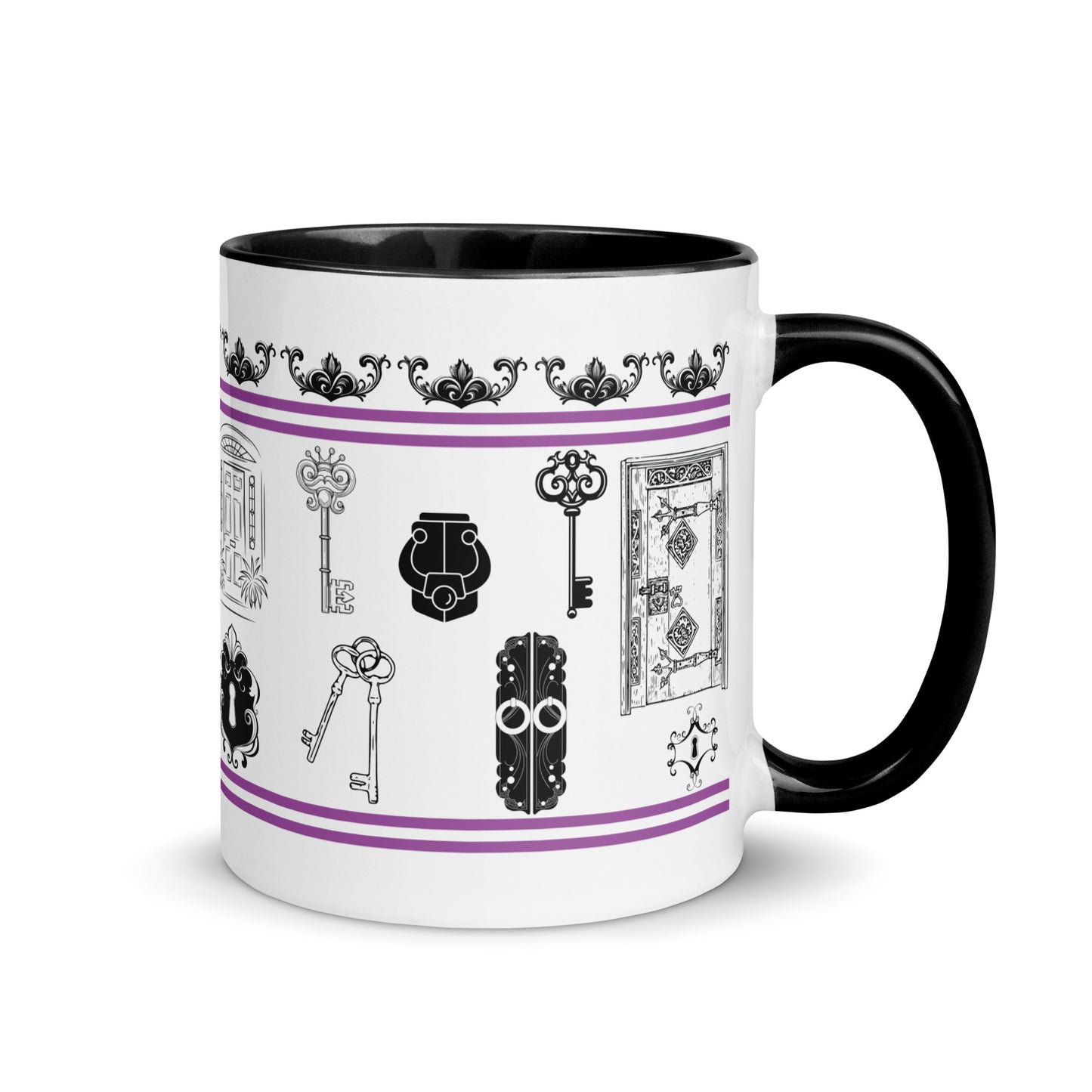Scripture Mug Inspired By Revelation 3:20 I Stand At The Door And Knock, Black Color Inside