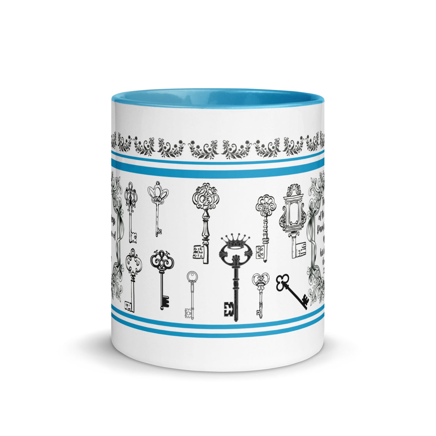 Bible Verse Mug with Color Inside, Keys of David, Scripture verse Isaiah 22 22