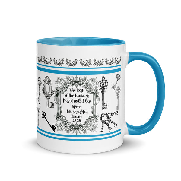 Bible Verse Mug with Color Inside, Keys of David, Scripture verse Isai ...
