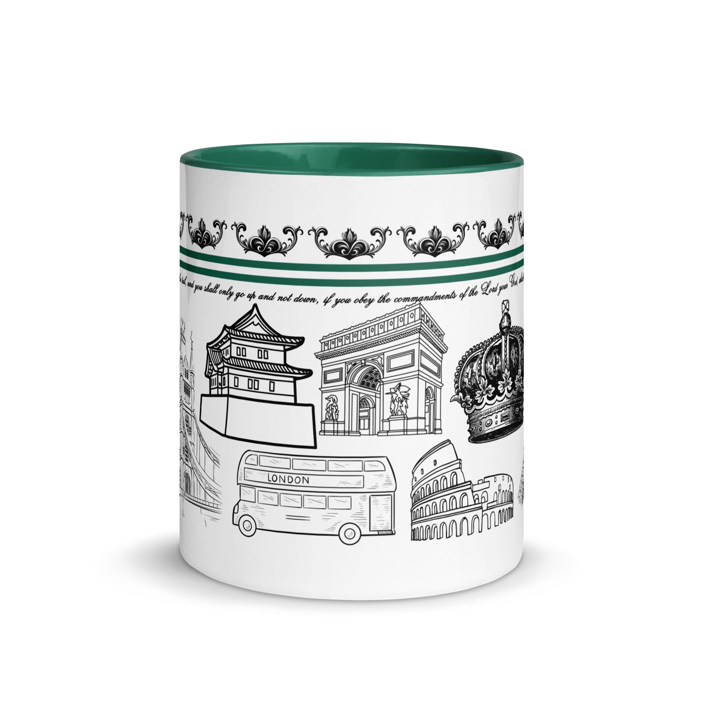 Scripture Mug With Bible Quote From Deuteronomy 28:13, The Head And Not The Tail, Green Color Inside