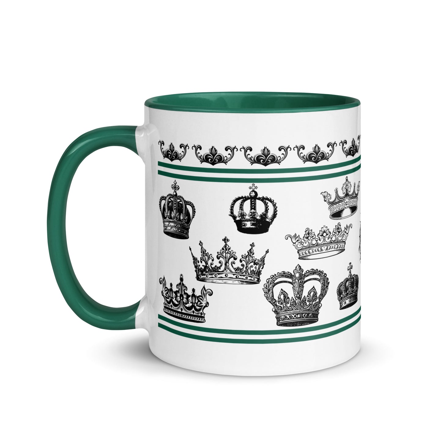 Scripture Mug Inspired By Revelation 4:10 Cast Their Crowns Before The Throne, Green Color Inside